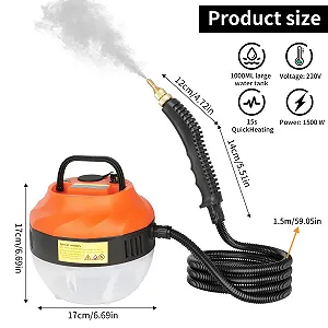 Ручний пароочисник під тиском 1500 Вт помаранчевий synthetic.ua - Фото 1