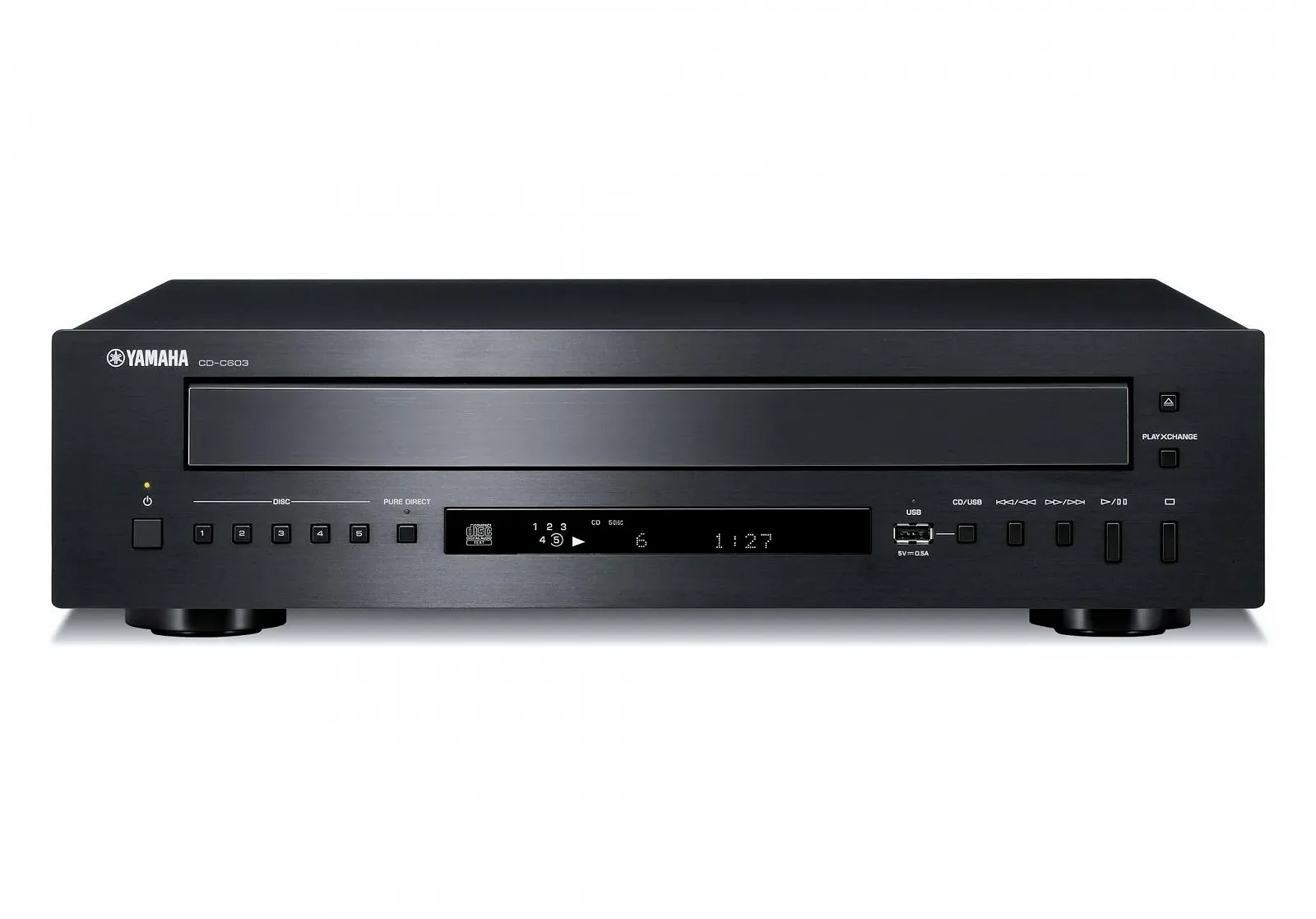 CD-програвач Yamaha CD-C603 5-дисковий CD-чейнджер для різних форматів з переднім USB-портом для цифрового відтворення та дистанційним керуванням Чорний, фото №1