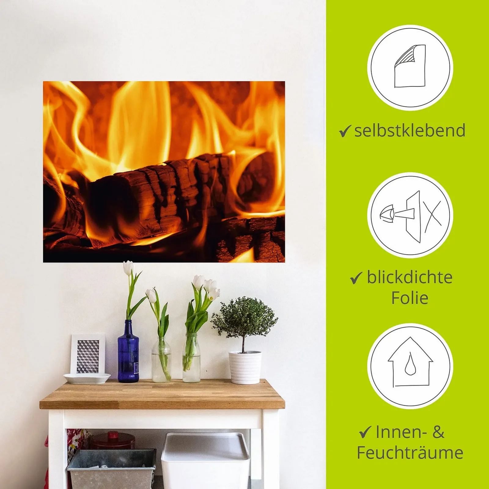 Наклейка на стіну ARTland Q4WR Fire Flames самоклеюча вінілова плівка, фото №3 Наклейка на стіну ARTland Q4WR Fire Flames самоклеюча вінілова плівка, фото №3