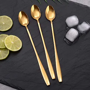 Ложка для лате макіато GRÄWE Königstein, набір 6 штук, золотий колір, довгі synthetic.ua - Фото 1