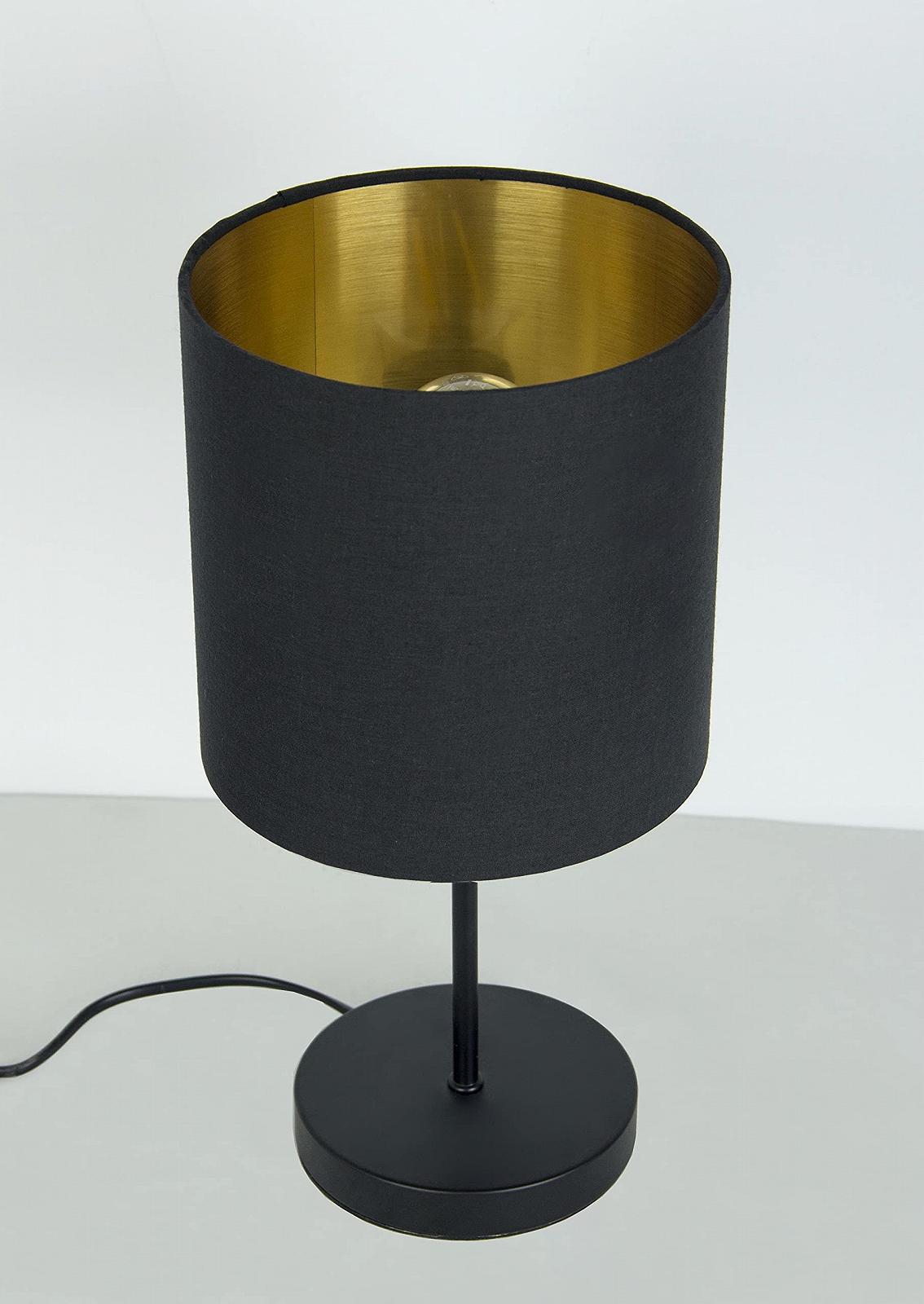 Приліжкова лампа Trango SOUL* 2018-10B з тканинним абажуром, чорний/золотий, E27, фото №4