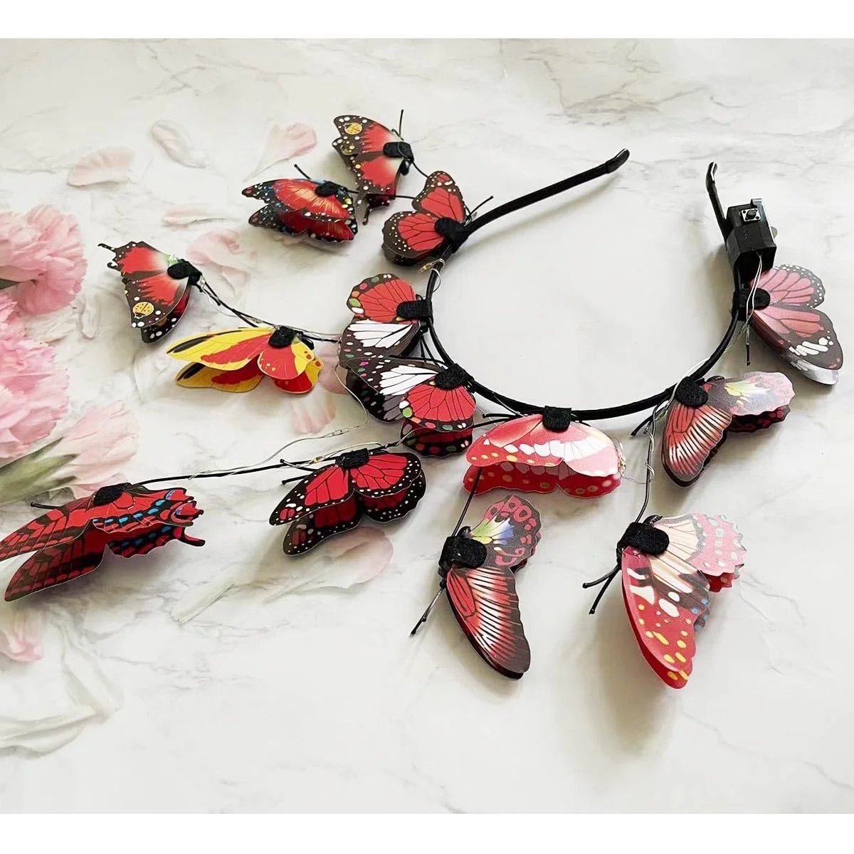 Обруч для волосся з LED метеликами, фото №5