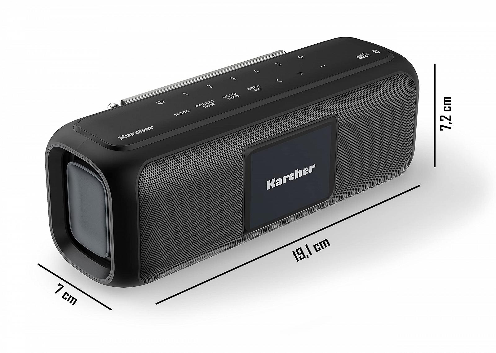 Портативная Bluetooth колонка Karcher Go & цифровое радио DAB+ / FM радио / цветной дисплей 2.4 дюйма / будильник / 5 Вт стереозвук / USB-C / аккумулятор, черный, фото №2 Портативная Bluetooth колонка Karcher Go & цифровое радио DAB+ / FM радио / цветной дисплей 2.4 дюйма / будильник / 5 Вт стереозвук / USB-C / аккумулятор, черный, фото №2