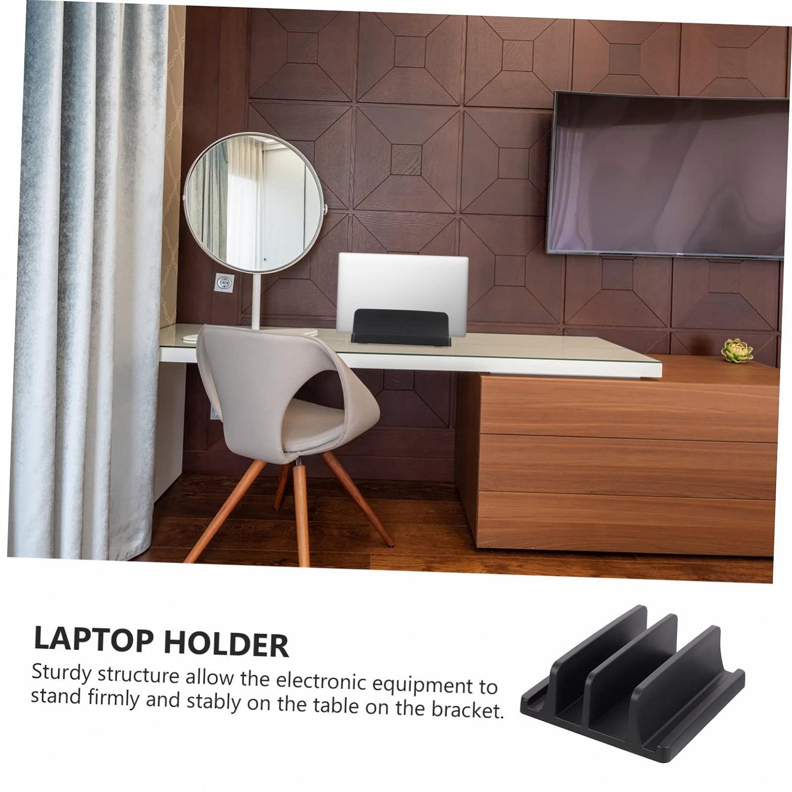 Держатель для ноутбука OSALADI Пластиковая Вертикальная Подставка для ноутбука с Двойным Слотом Прочный Настольный Органайзер для Ноутбука и Планшета Нескользящий и Устойчивый к царапинам для Офиса и Дома, фото №7