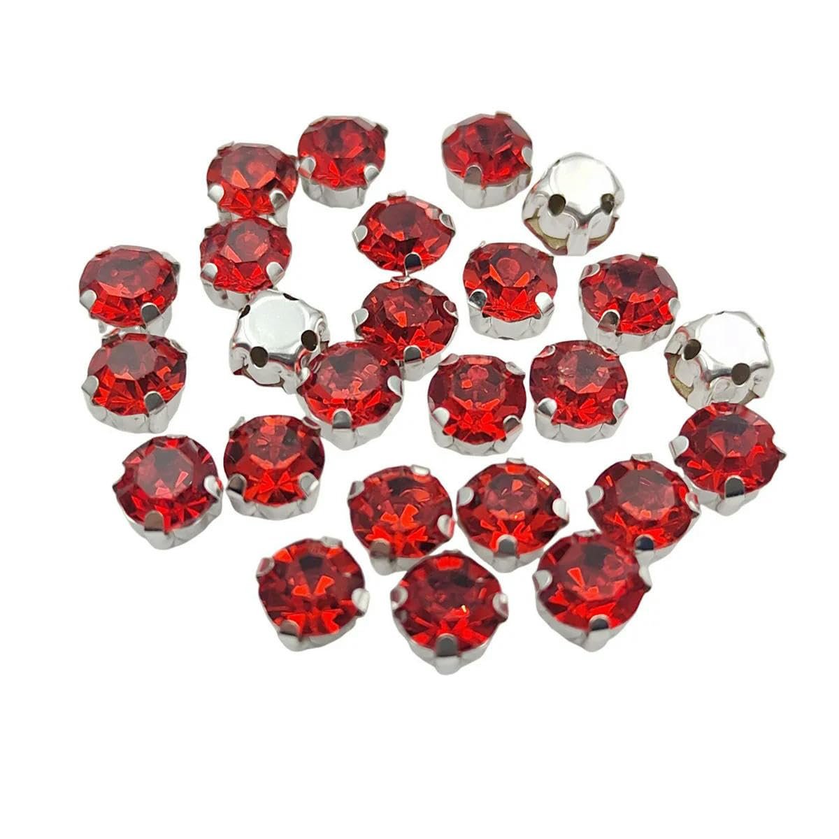 Стрази Круглі 5 мм зі скляним кігтем на камені, металева основа, фото №3