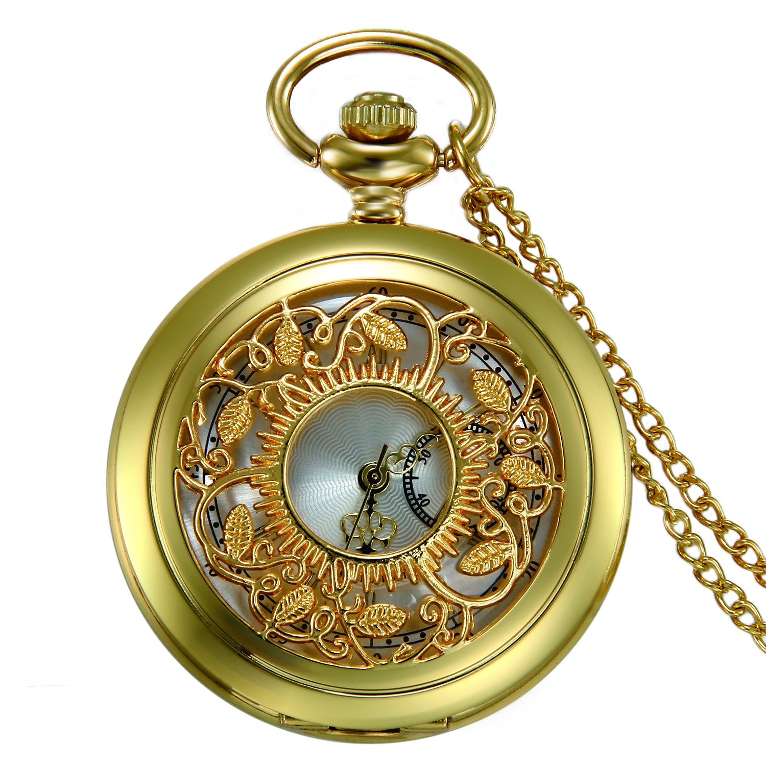 Карманные часы JewelryWe подарок на День отца Analogue Quartz Мужские ретро Королевская флеш / Компас / Цветы / Колокол / Мотоцикл с подвеской цепочки бронзовый подарок для мужчин, фото №2
