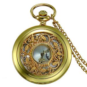 Карманные часы JewelryWe подарок на День отца Analogue Quartz Мужские ретро Королевская флеш / Компас / Цветы / Колокол / Мотоцикл с подвеской цепочки бронзовый подарок для мужчин synthetic.ua - Фото 1