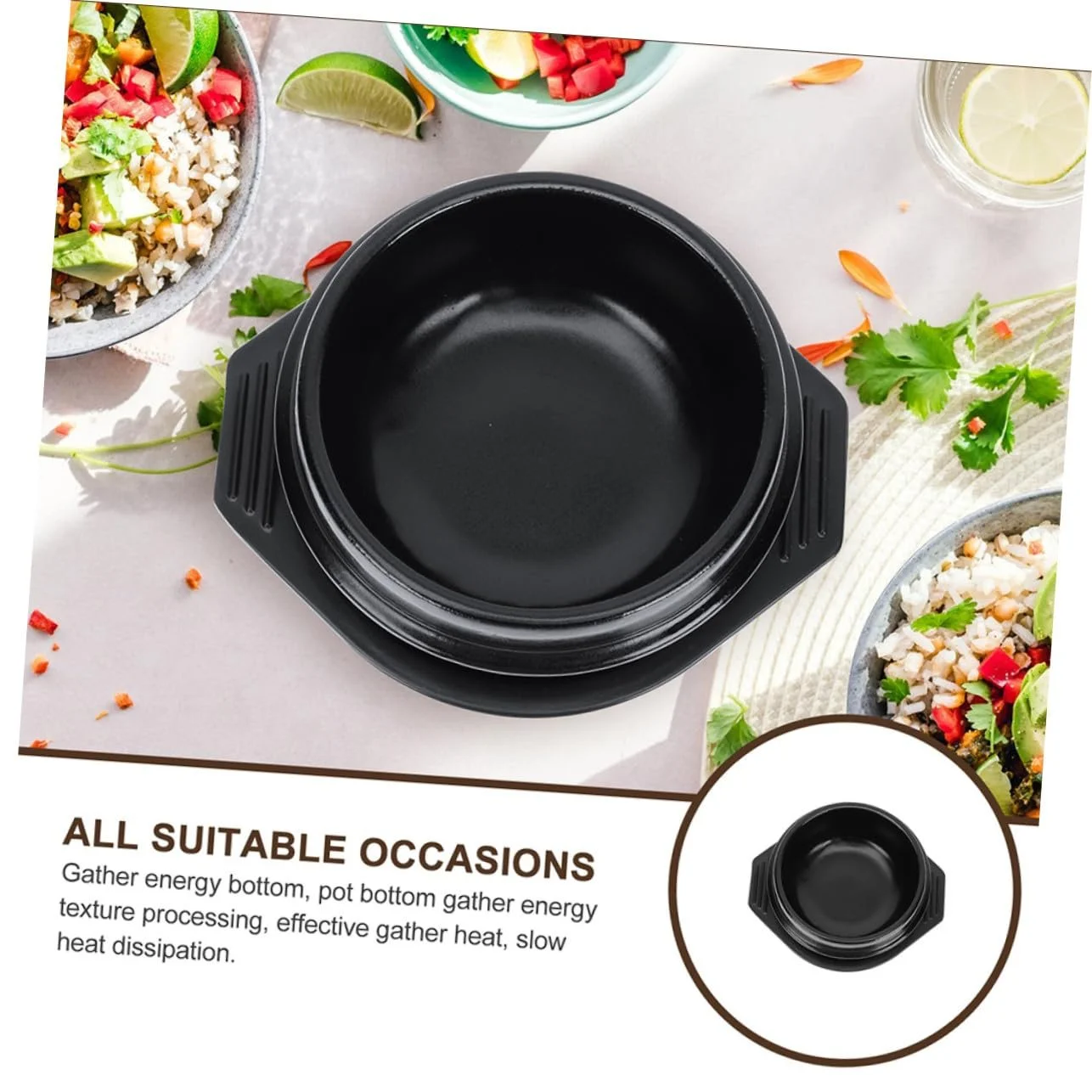 Горшок для бибимбапа VICASKY Керамический Каменный Термостойкий Энергосберегающий Глазурованный, фото №4