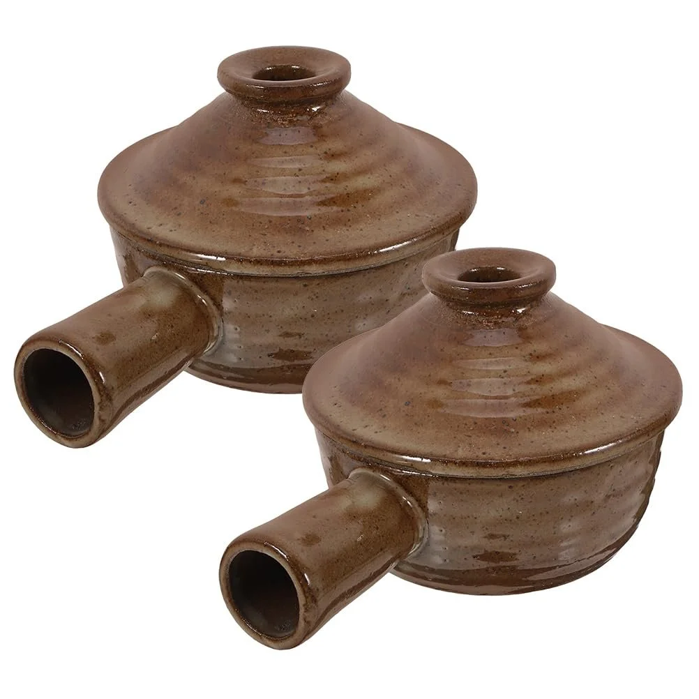 Набір горщиків для супу SOLUSTRE глиняних з кришкою та ручкою 350 мл 2 шт., фото №1