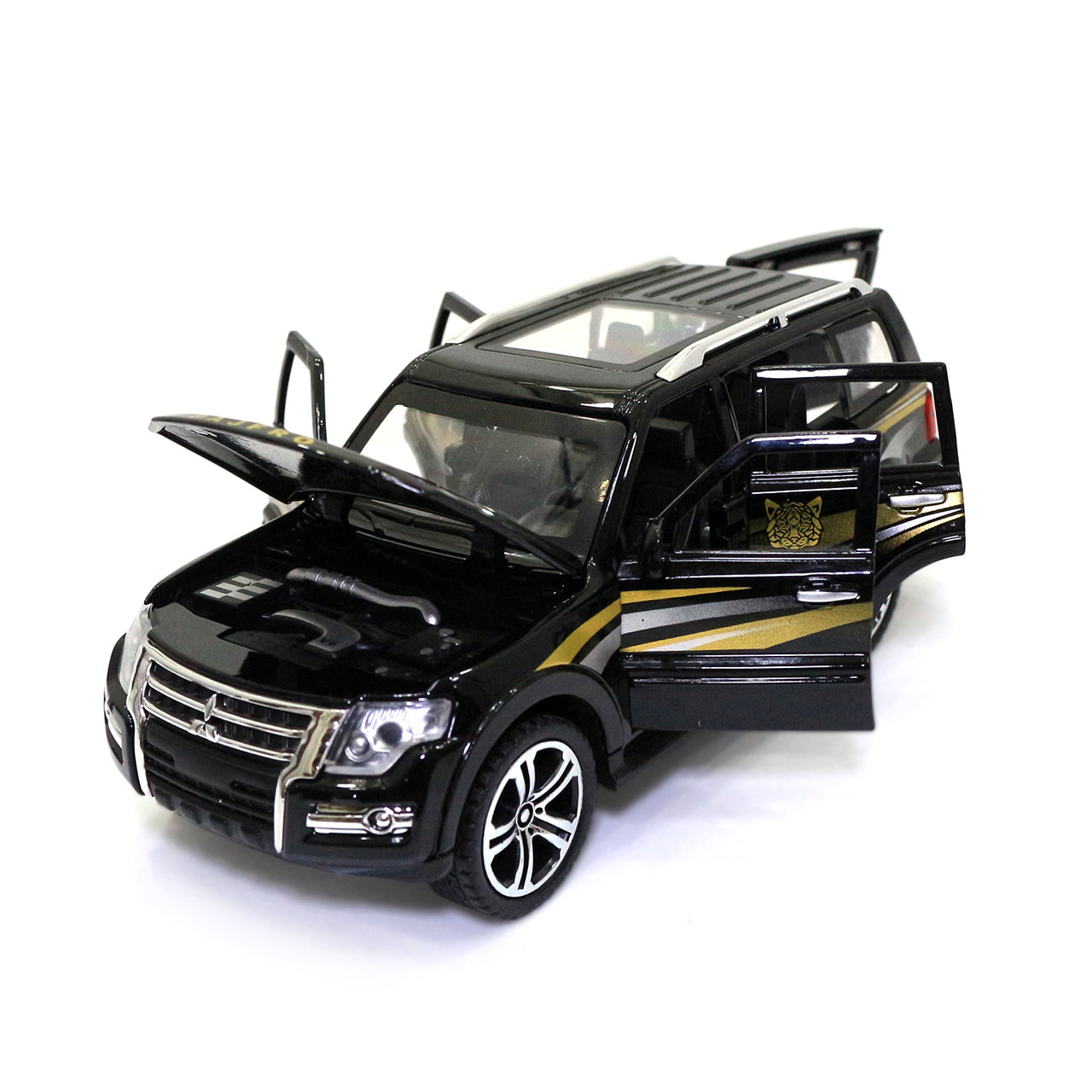 Машинка металлическая Mitsubishi Pajero AutoExpert Митсубиси Паджеро джип черный звук свет 16 см (GT-2156), фото №5
