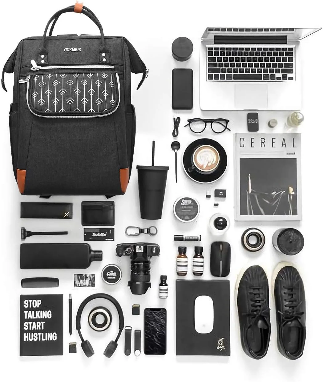 Рюкзак для ноутбука YIORMIOR 15.6 дюймів Modern Black, фото №3