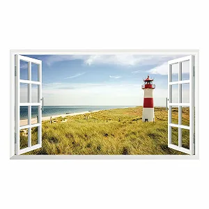 Наклейка на стіну View Lighthouse White Sea 3D XXL v02 1000 x 600 мм 2 шт. synthetic.ua - Фото 1