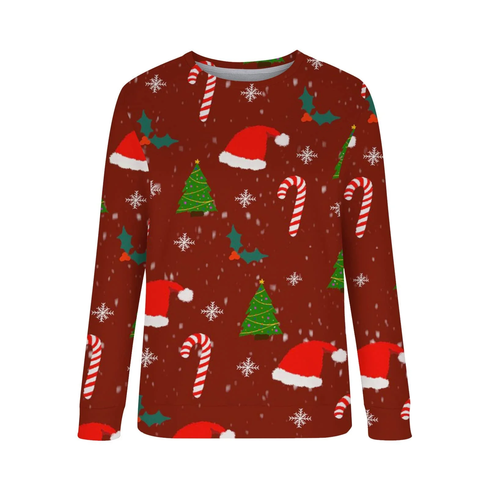 Женский Рождественский Свитшот с Круглым Вырезом и Длинным Рукавом с Принтом, Рождественский Джемпер, Забавный Графический Рождественский Джемпер, Элегантный Шикарный Свитер, фото №3