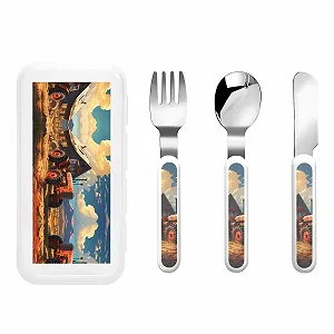 Дитячий набір столових приборів з малюнком Червоного Трактора Ферми, три предмети, багаторазовий - Фото 1