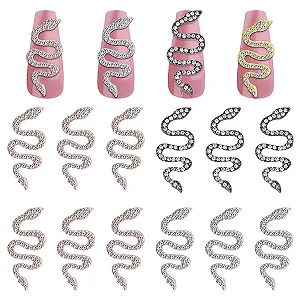 Прикраса для нігтів у формі змії, зі стразами - Фото 1