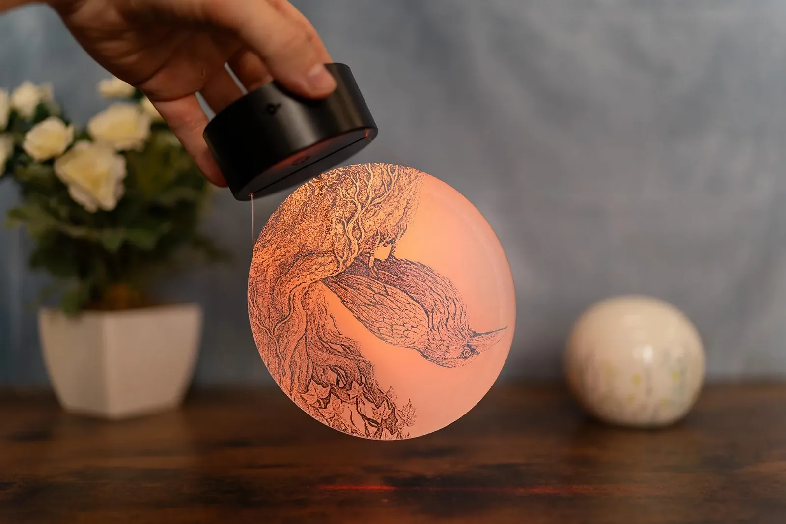 Настольная лампа Raven LED 3D Bird Motif Colour Changing Acrylic Made in Germany, фото №3