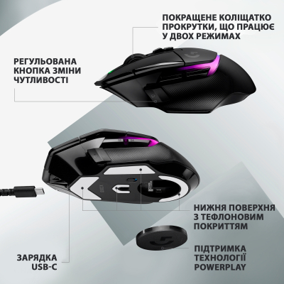 Мышка Logitech G502 X Plus Wireless Black (910-006162), фото №7 Мышка Logitech G502 X Plus Wireless Black (910-006162), фото №7