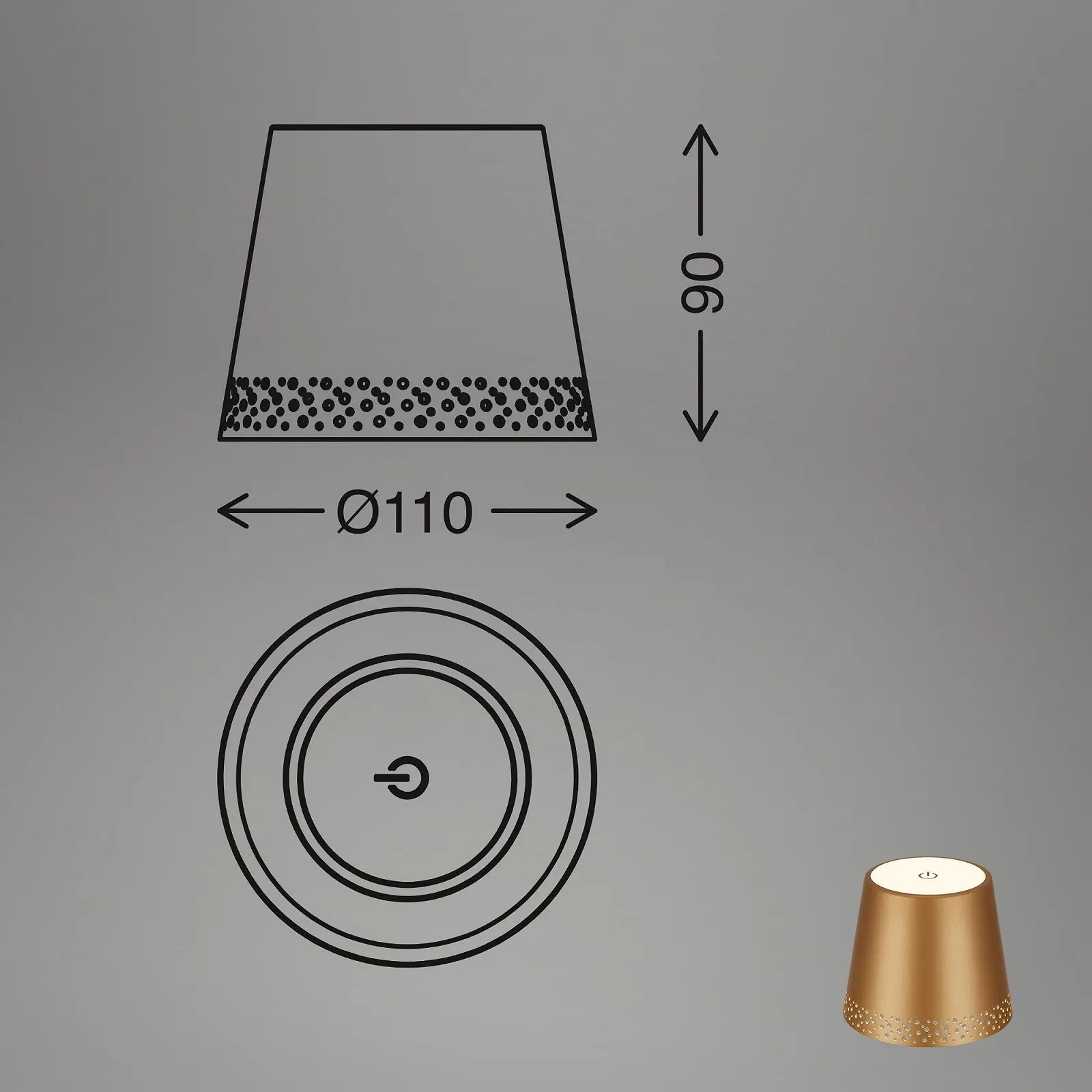 Лампа-насадка для бутылок BRILONER LED аккумуляторная сенсорная 11 x 9 см матовое золото, фото №7