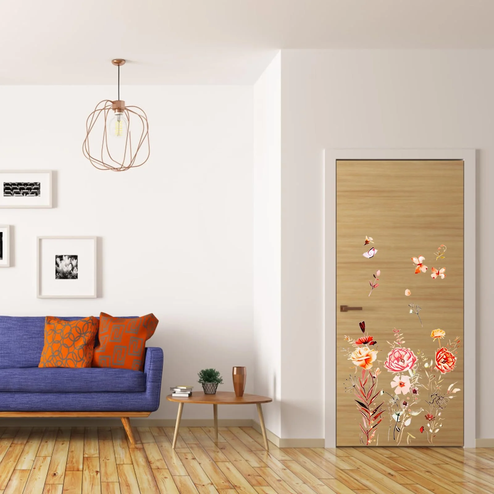 Наклейка на стену Boho Garden Flowers Vintage Design Цветы Бабочки и Трава 30 x 90 см Набор 3 шт., фото №5