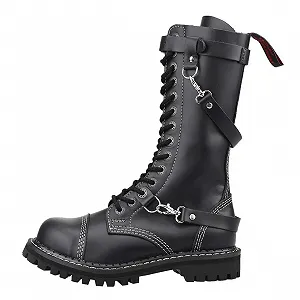 Черевики Шкіряні Angry ITCH Ranger 14-Hole Steel Toe Cap Чорний synthetic.ua - Фото 1