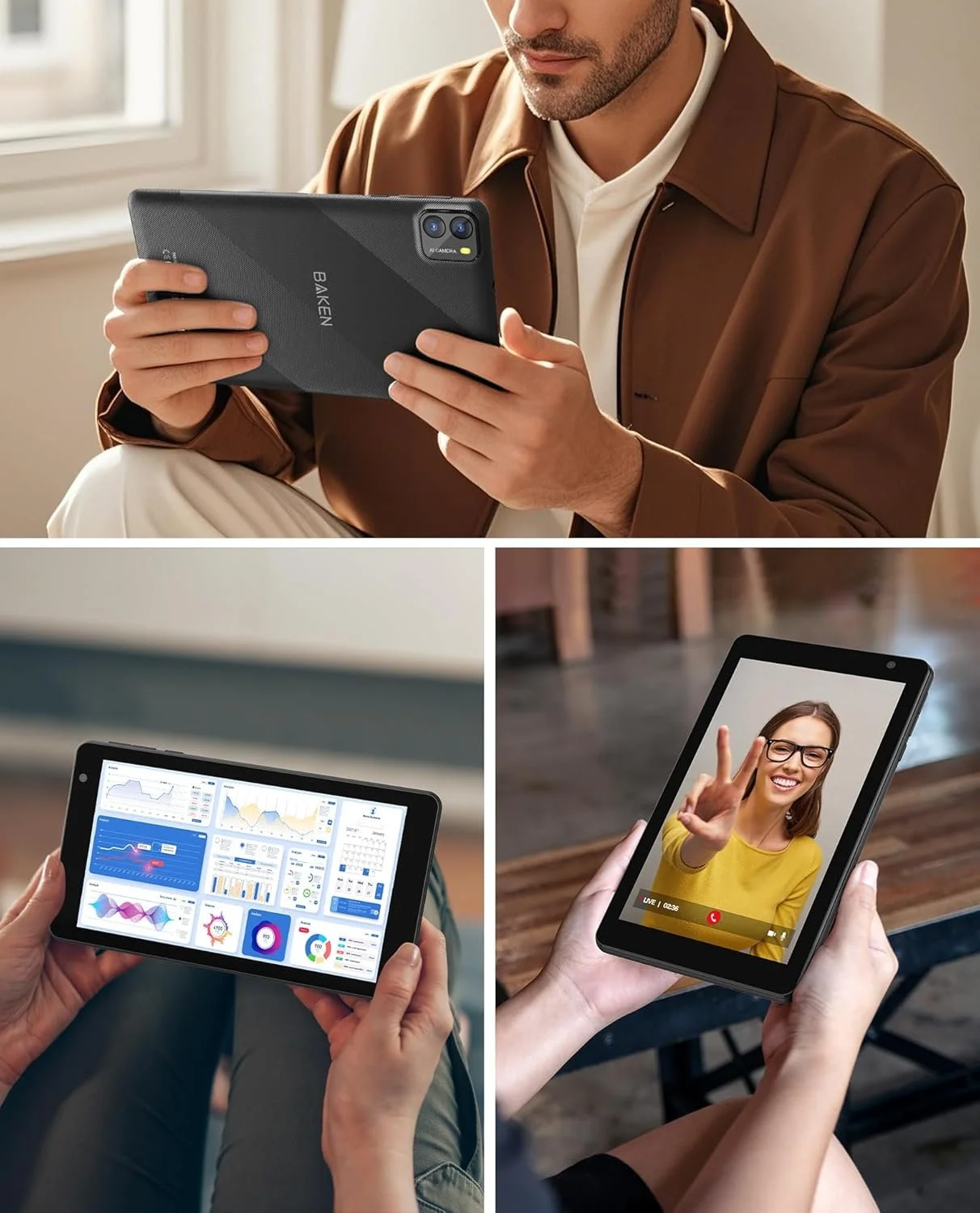 Планшет 7" BAKEN 7 Pro (3+5)/64 ГБ 4 ядра Android 14 3500 мАч Черный, фото №7