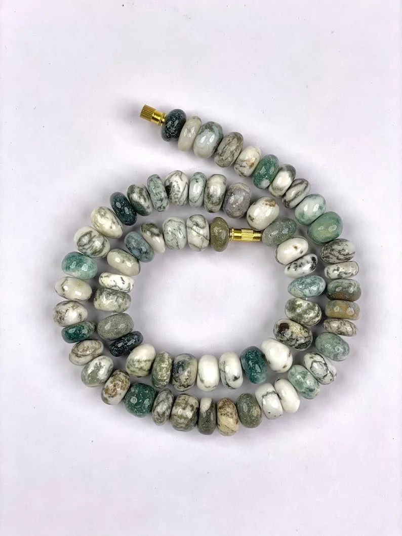 Намистини Агат Дерево Натуральний рондель гладкий 11 мм, нитка 45.72 см для намиста браслета, фото №5