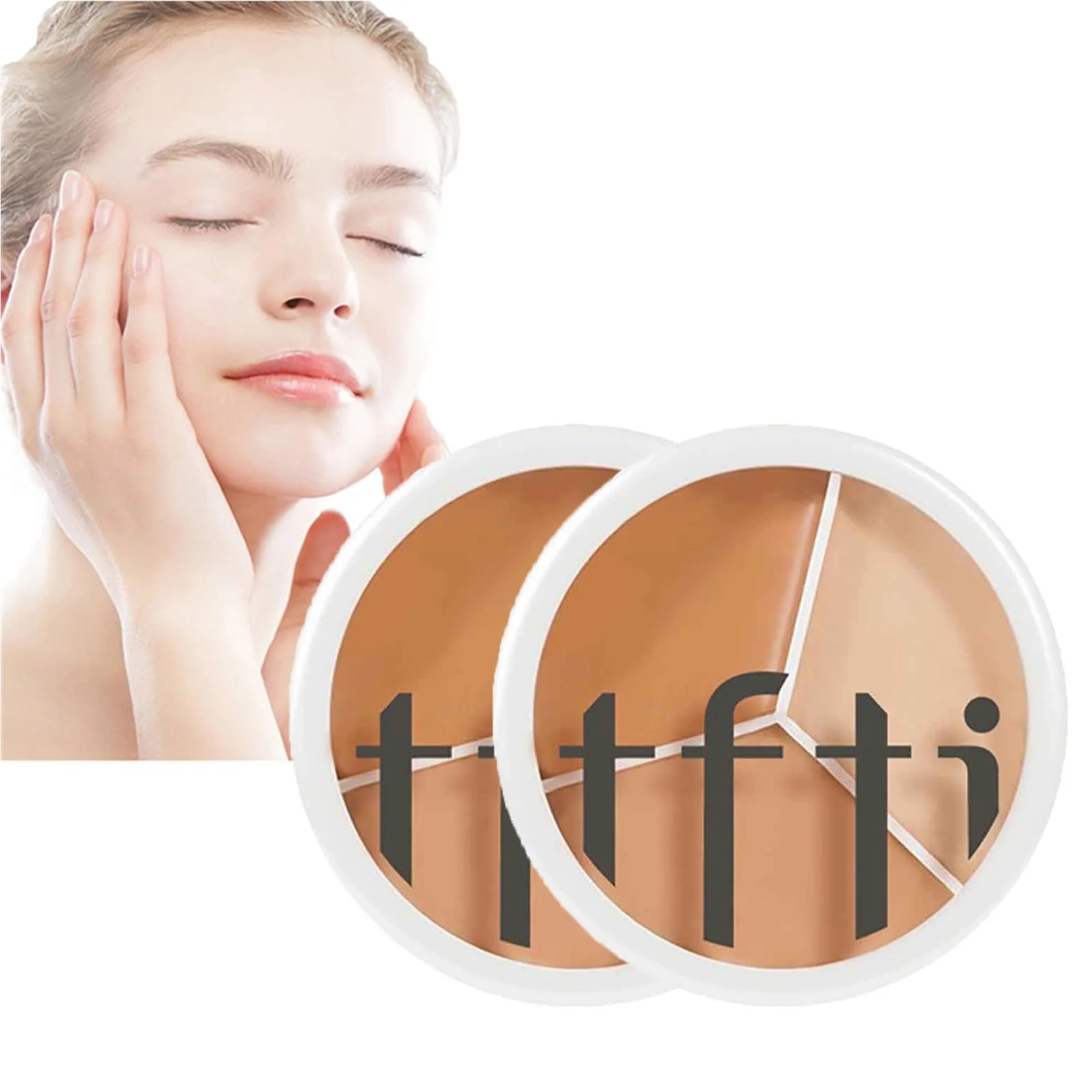 Палетка консилеров TFTI Tri-Colour, кремовый консилер, индивидуальное смешивание, корректирует и скрывает темные круги, недостатки, водостойкий, долговременный, контурирование и осветление 3 в 1 (2 штуки), фото №1