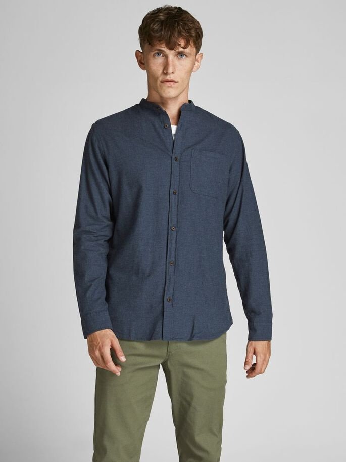 Рубашка Jack&Jones JJEBAND HEATHER L/S STS 12189769, SLIM FIT, тёмно-синий, XL, фото №2
