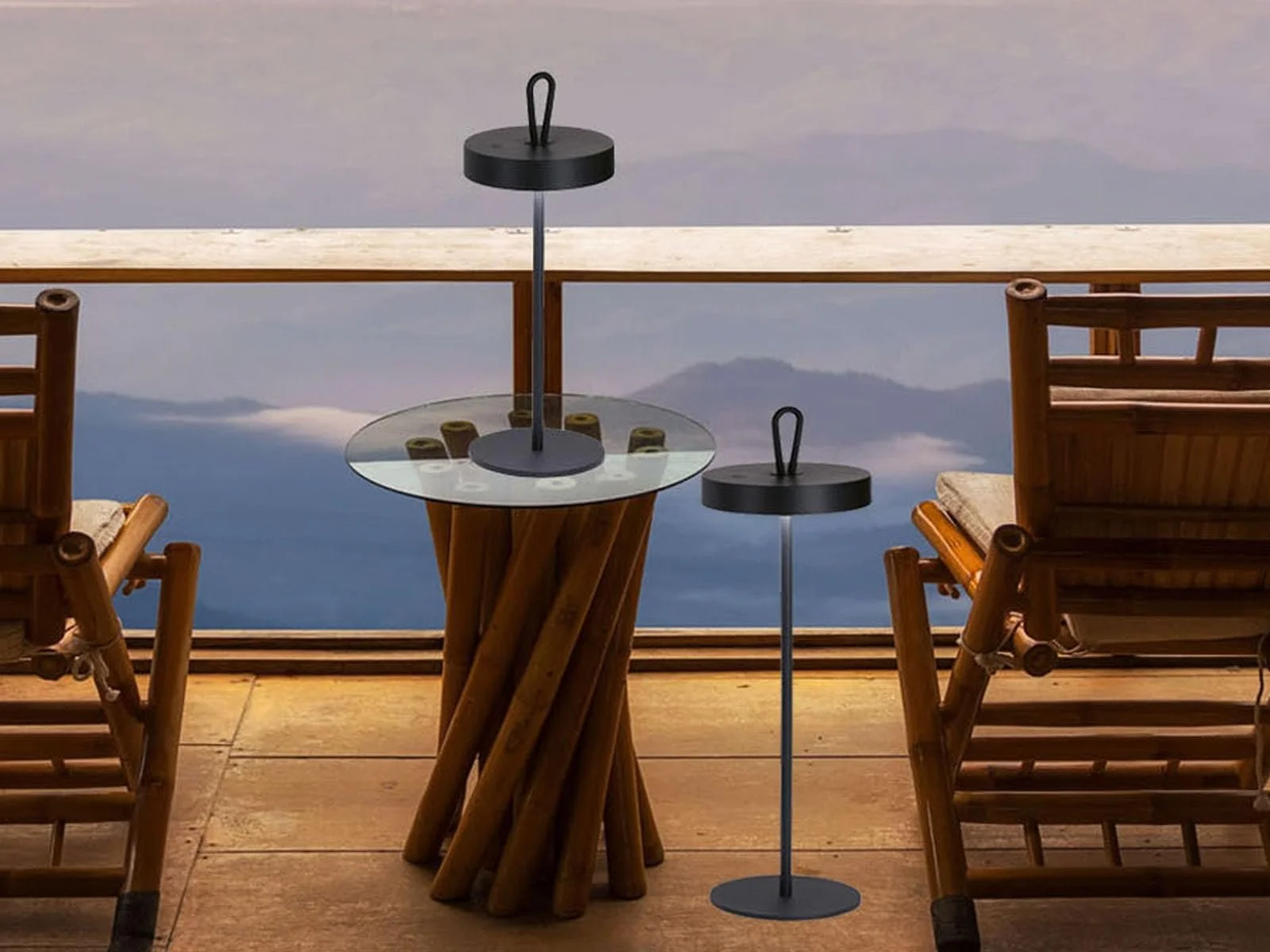 Настільна лампа meineWunschleuchte набір з 2 шт. бездротова вулична димована регульована висота 21-46 см, фото №2