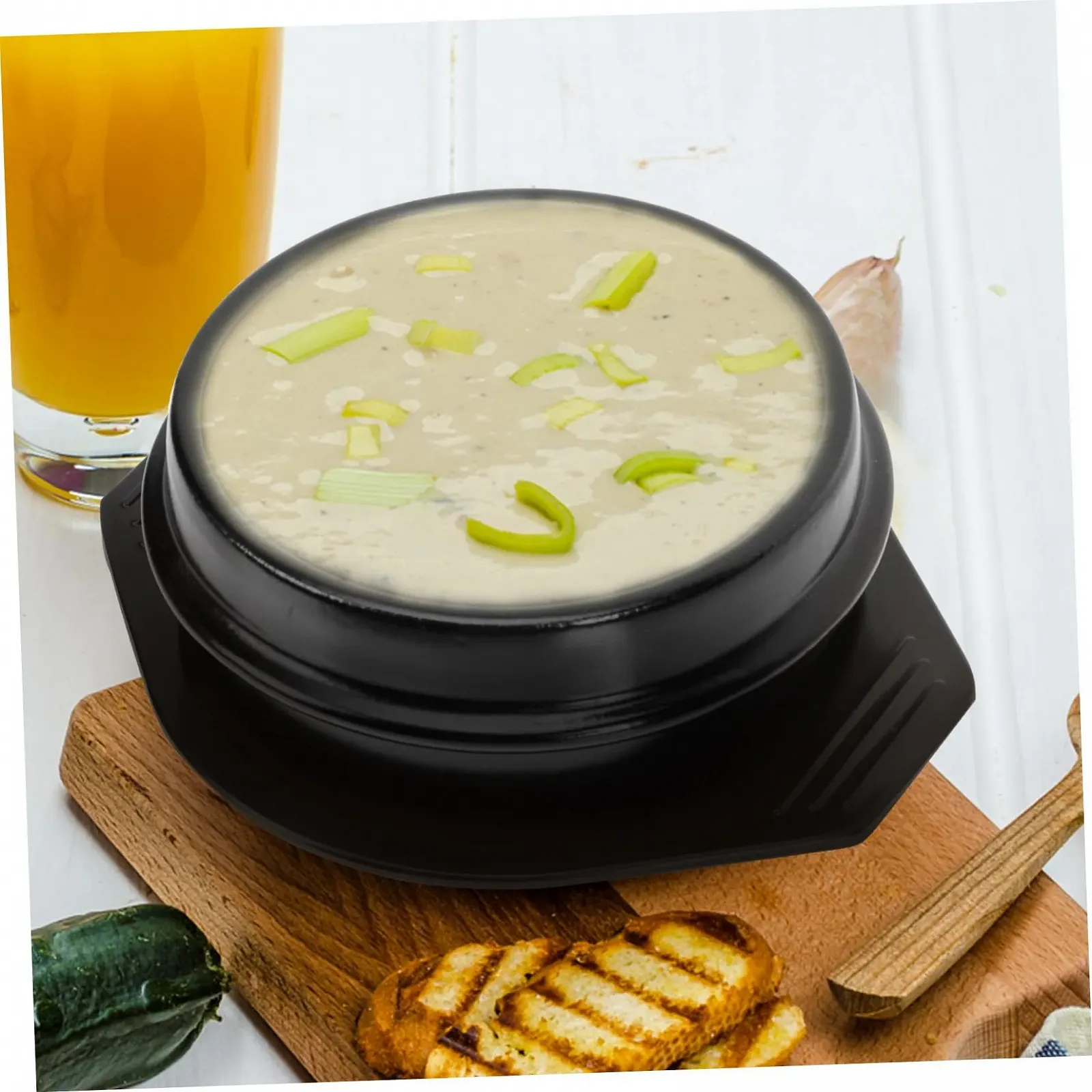 Керамическая кастрюля BESTOYARD с подносом и ложкой, легкая каменная кастрюля для бибимбапа, жаровня, гладкая поверхность, фото №5