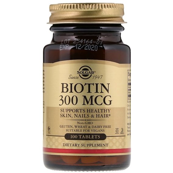 Біотин Solgar Biotin 300 мкг 100 Табс, фото №1