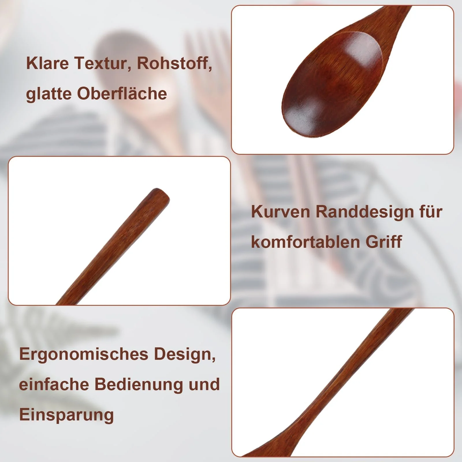 Ложка дерев'яна Wanheart Набір 5 штук Натуральний, фото №5 Ложка дерев'яна Wanheart Набір 5 штук Натуральний, фото №5