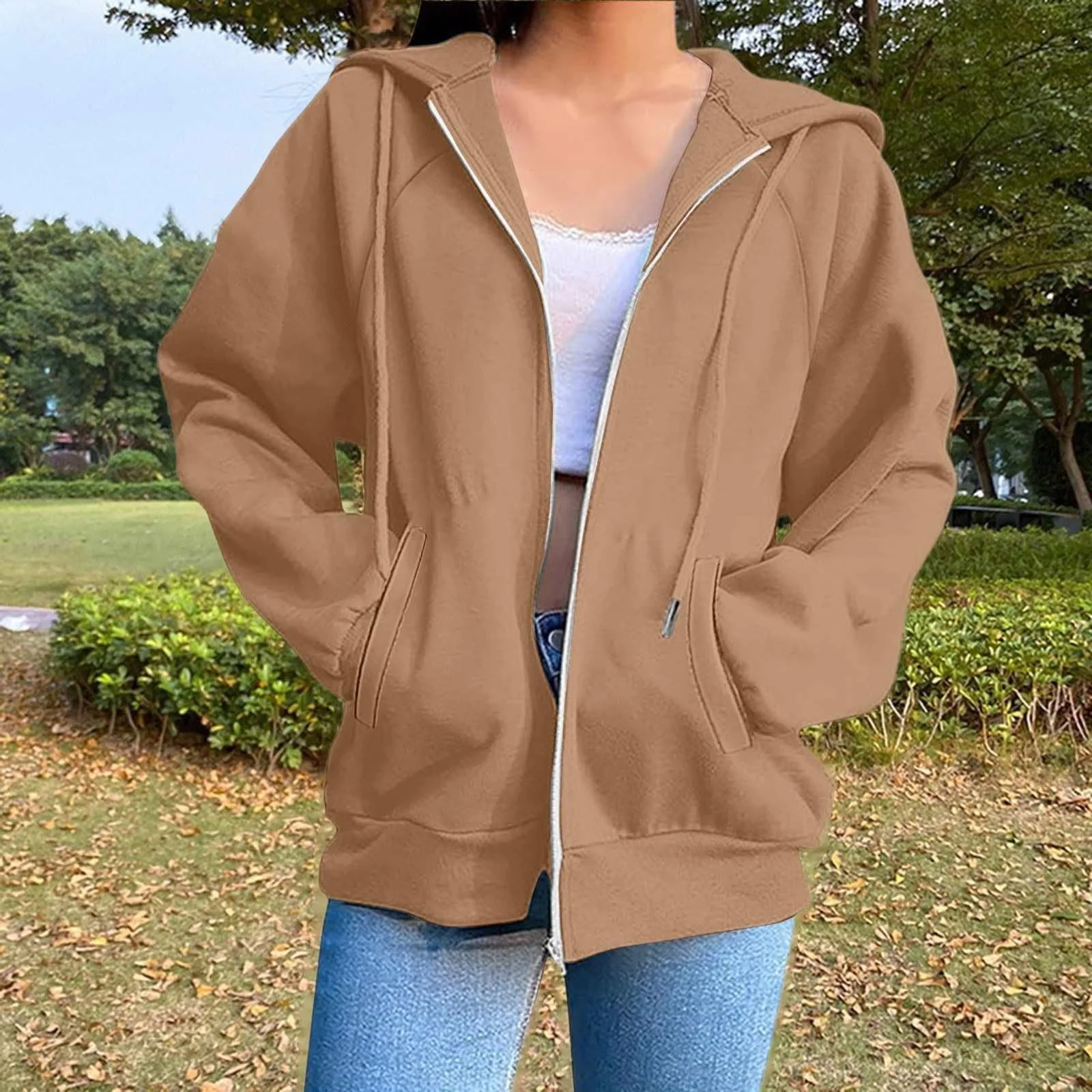 Женская Толстовка CCOOfhhc на молнии, Куртка, Свободный свитшот с капюшоном, Пуловер, Спортивная куртка с капюшоном, Осенняя Толстовка, Длинная Уличная одежда, фото №2