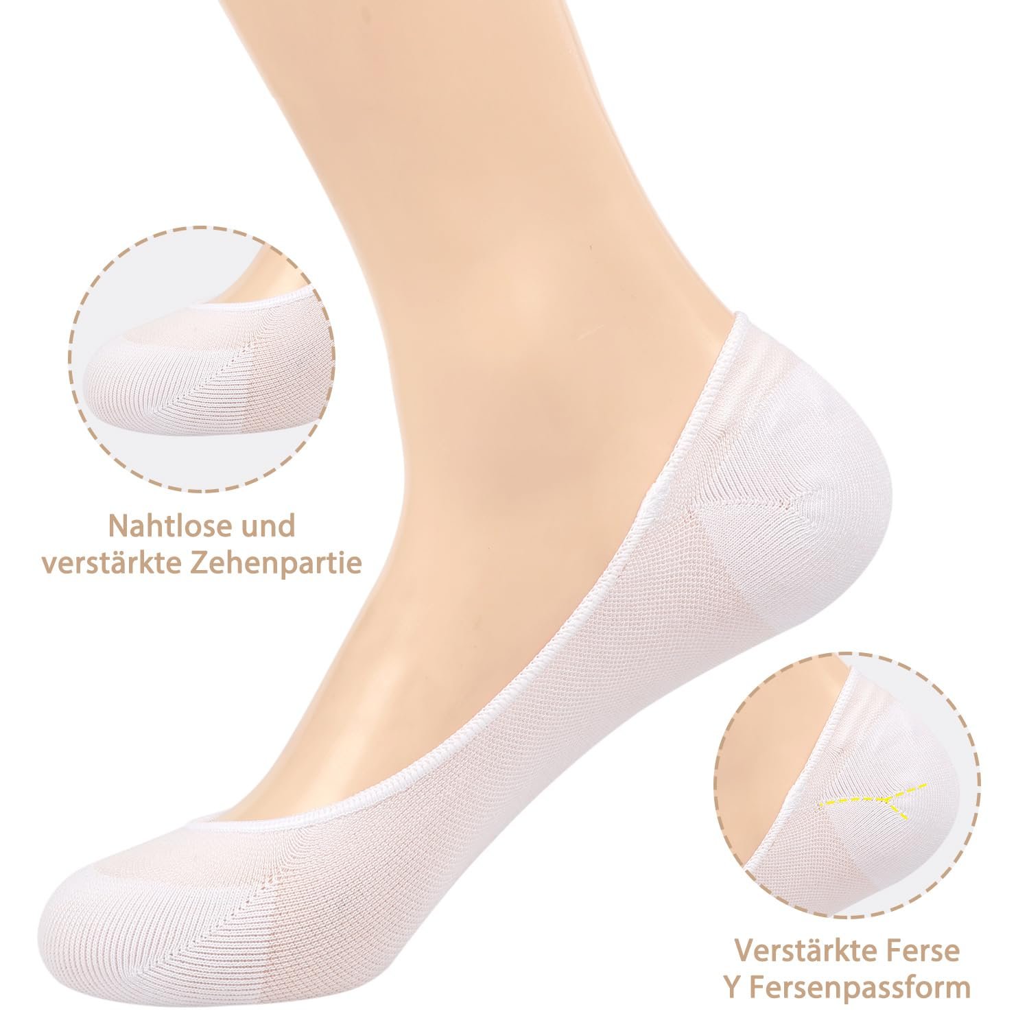 Балетки Носки Женские Дышащие Подследники Невидимые Носки для Кроссовок Без следа С силиконовой накладкой Короткие Носки Полуноски 36-40/39-42 (8 пар), фото №4