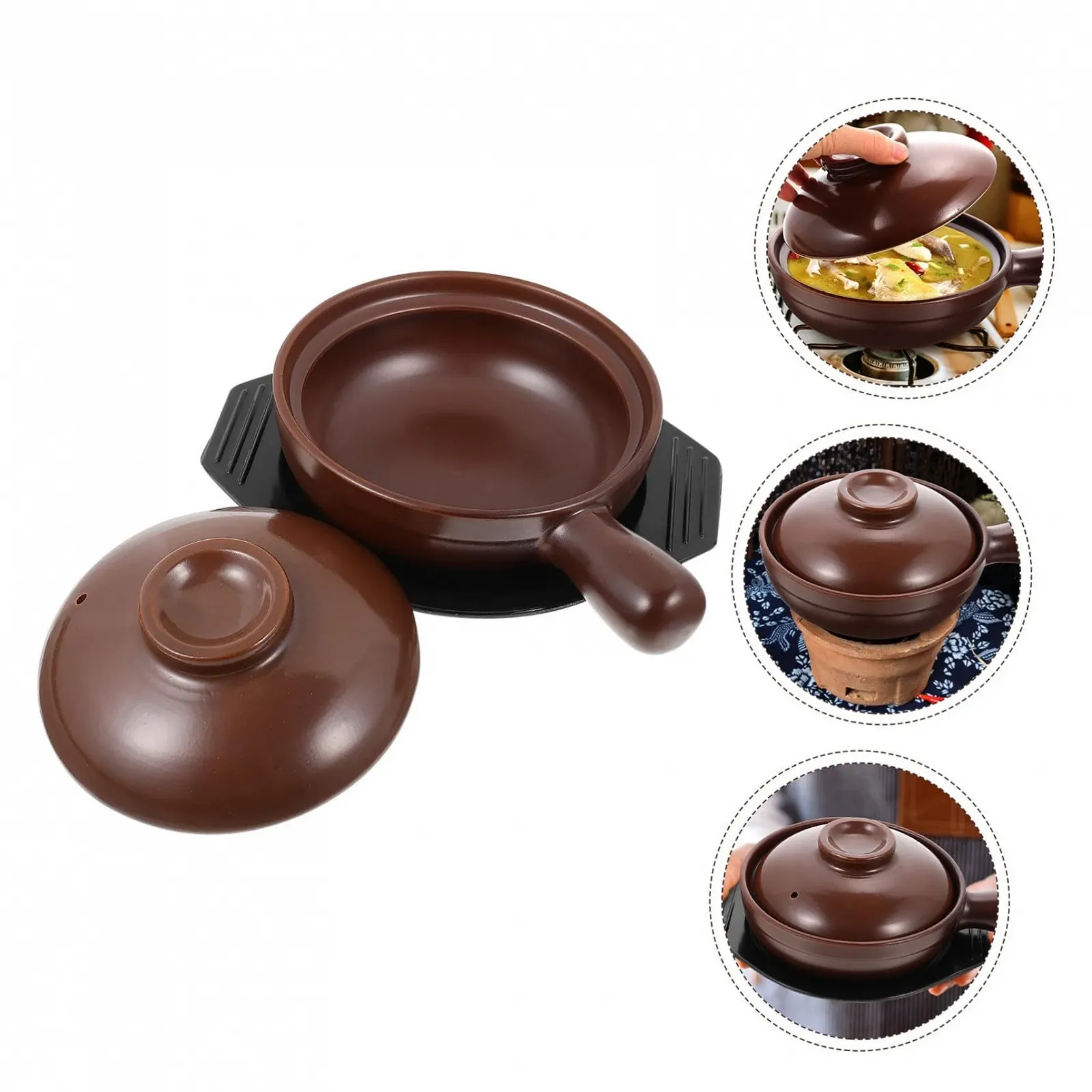 Суповая кастрюля керамическая С ручками Термостойкая Энергосберегающая, фото №4