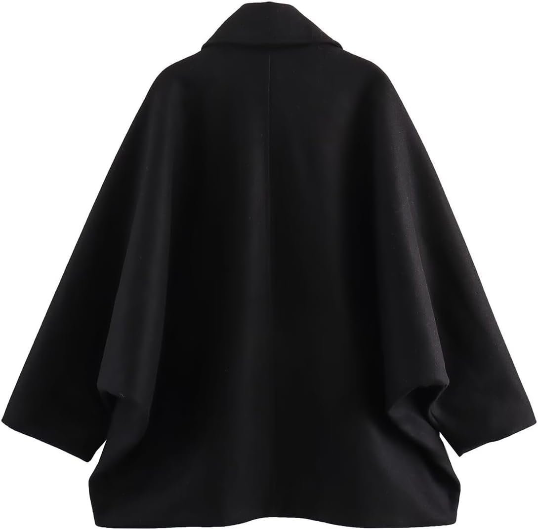 Женское осеннее элегантное двубортное пальто-бушлат, теплое пальто с лацканами на пуговицах с карманами, модная уличная короткая твидовая куртка с рукавами-кейп, фото №2 Женское осеннее элегантное двубортное пальто-бушлат, теплое пальто с лацканами на пуговицах с карманами, модная уличная короткая твидовая куртка с рукавами-кейп, фото №2