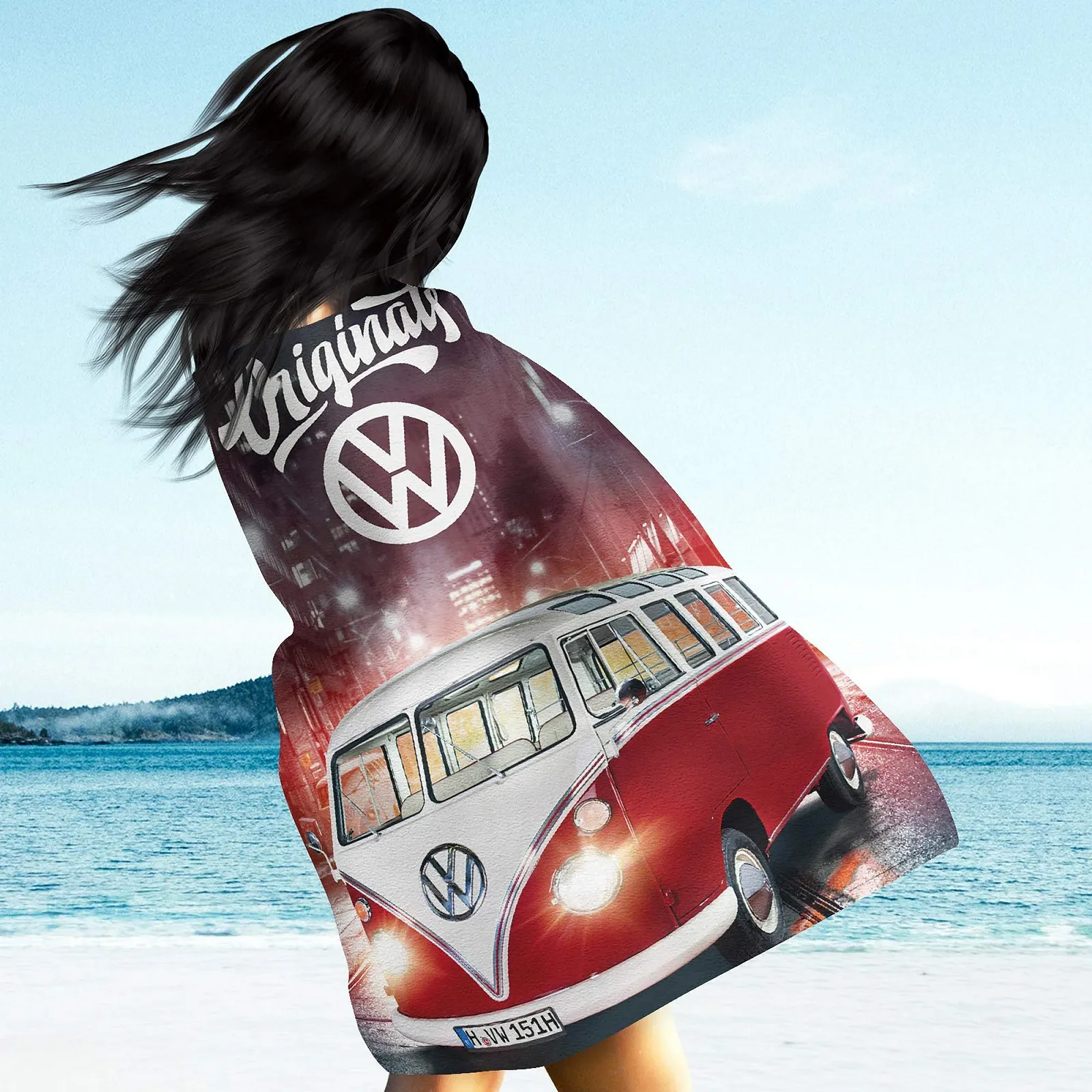 Покрывало VW Bulli T1 Красный 130 см x 170 см, фото №3