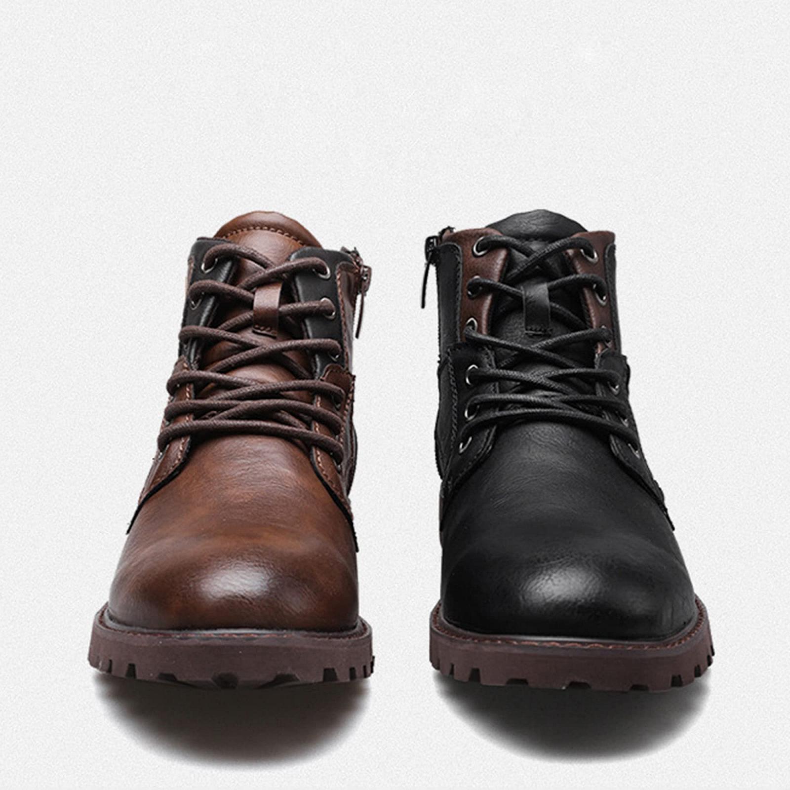 Чоловічі шкіряні черевики Короткі Осінь Зима Нековзні, фото №5