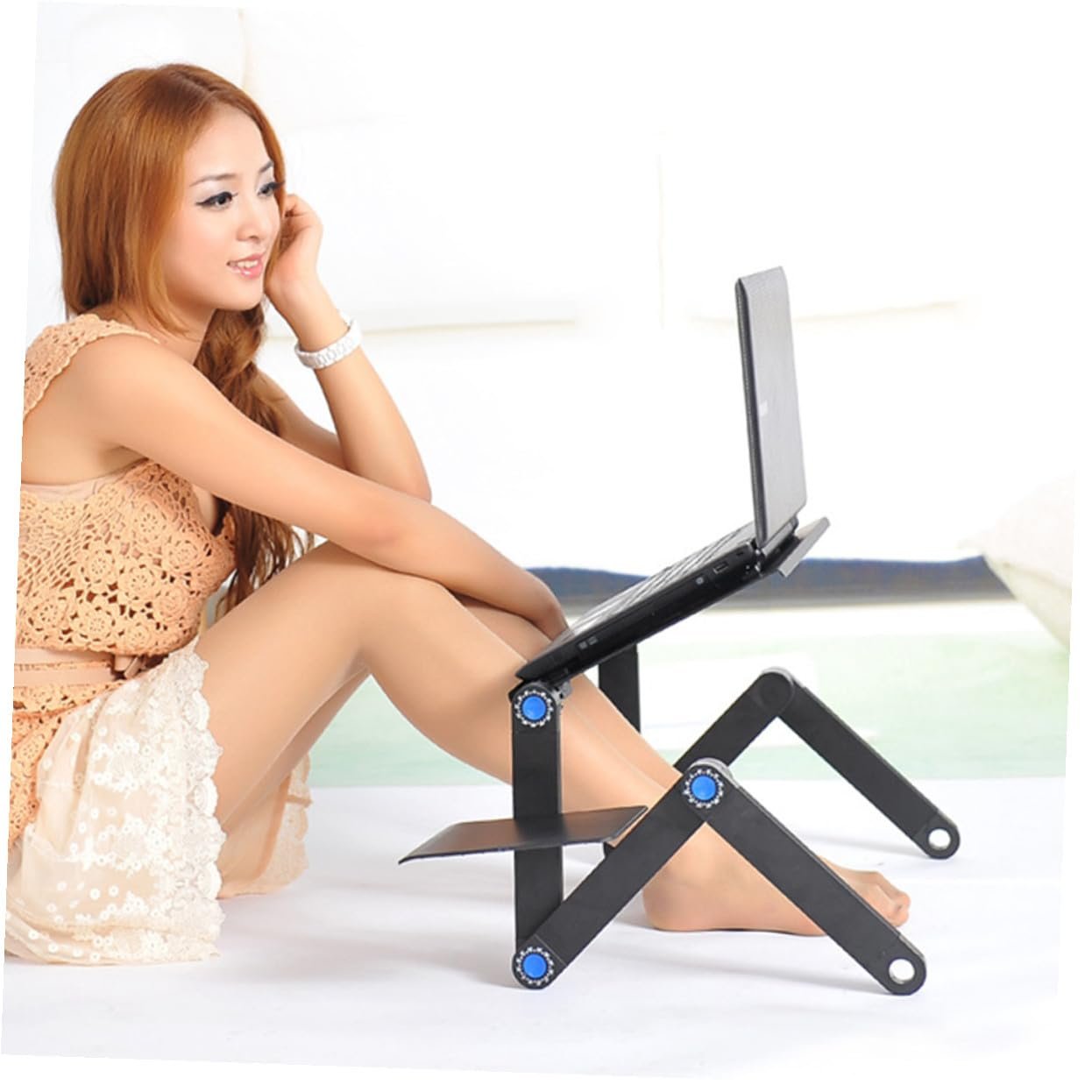 Регульована алюмінієва підставка для ноутбука з вентиляцією та ергономічним дизайном, складна, фото №5