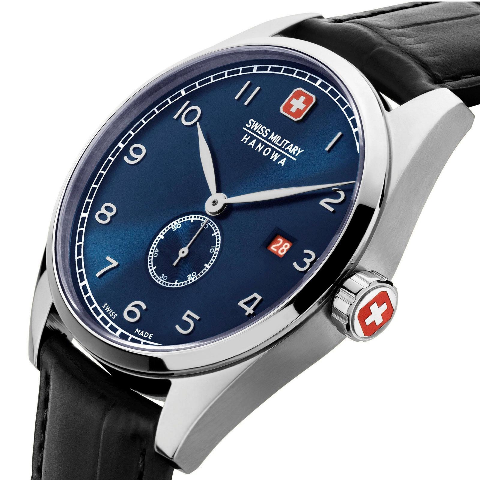 Мужские часы Swiss Military Hanowa SMWGN0001231 Аналоговые кварцевые с ремешком из кожи черный Ремешок, фото №3