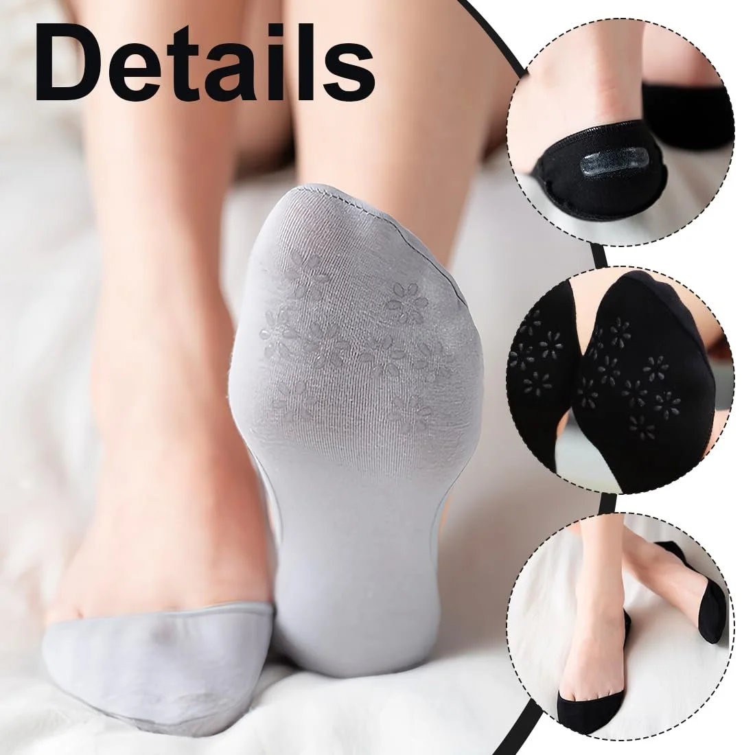 Невидимые женские хлопковые носки против скольжения для туфель на высоких каблуках, мокасин, кроссовок, балеток, летней обуви, фото №4 Невидимые женские хлопковые носки против скольжения для туфель на высоких каблуках, мокасин, кроссовок, балеток, летней обуви, фото №4