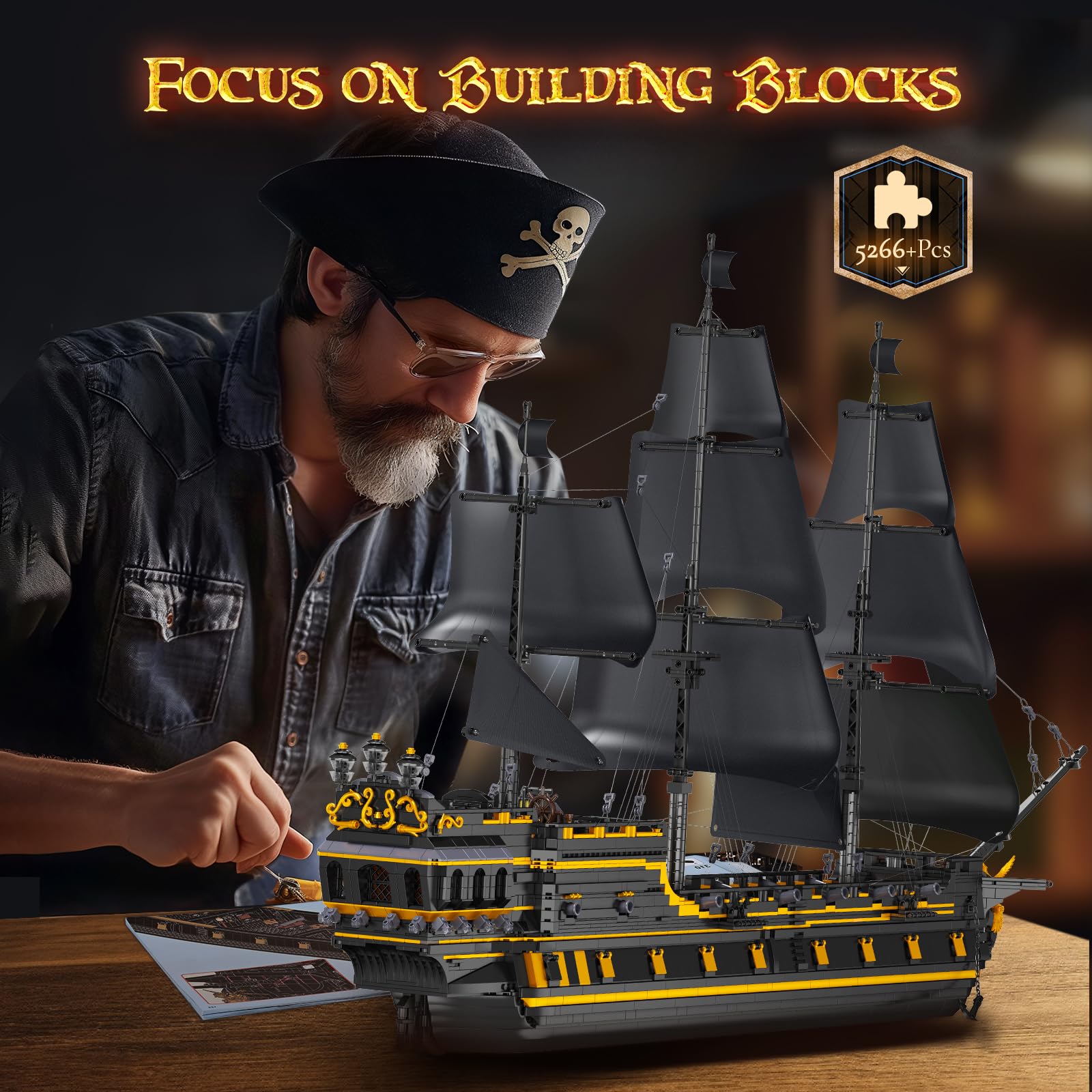 Конструктор Ixdregan Black Pearl Pirate Ship 5266 деталей черный, фото №3 Конструктор Ixdregan Black Pearl Pirate Ship 5266 деталей черный, фото №3