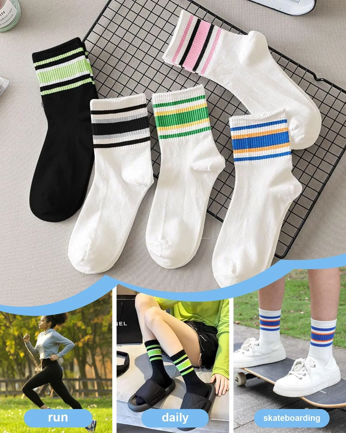 Носки Полосатые 35-42 Хлопковые 5 пар, фото №4