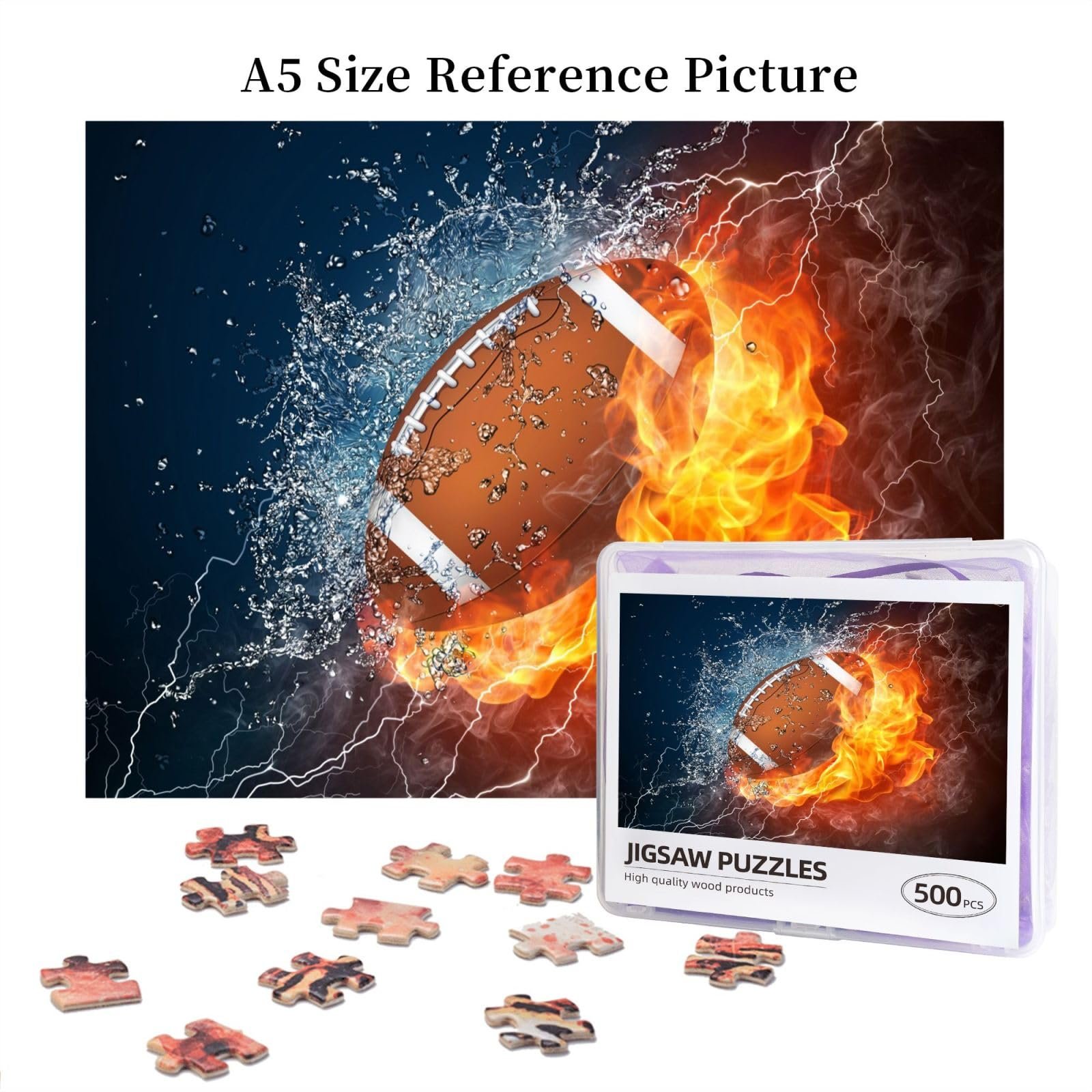Пазл деревянный Burning American Football in Fire 500 элементов, фото №7