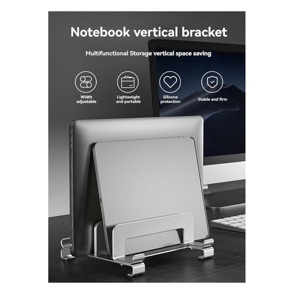 Подставка для ноутбука Вертикальная Регулируемая для стола Док-станция для ноутбука Компактная Серебристая, фото №4