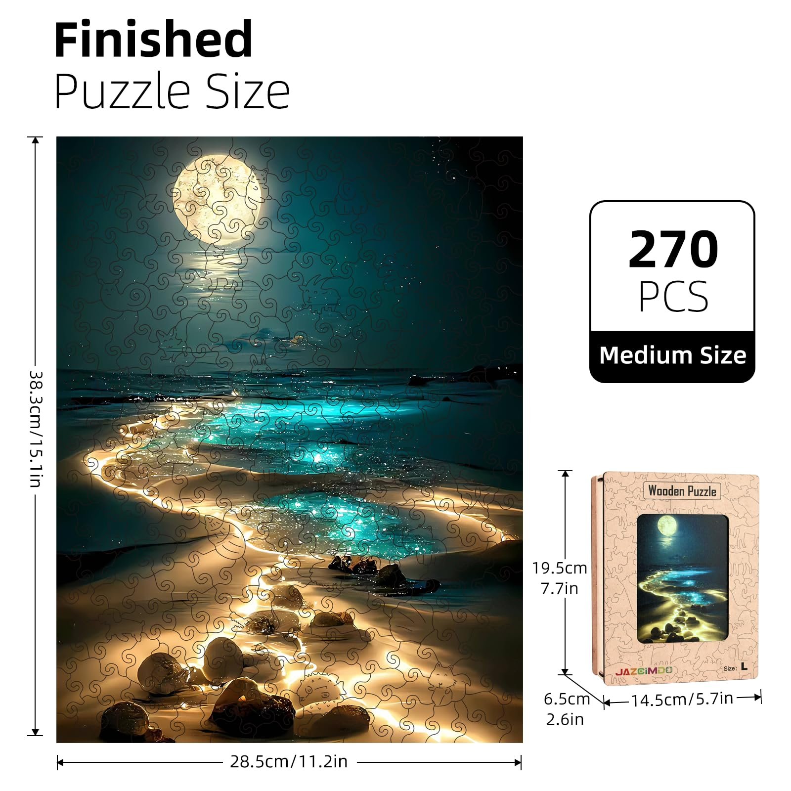 Дерев'яний пазл Унікальна форма тварин 270 елементів 28.5 x 38.3 см, фото №5