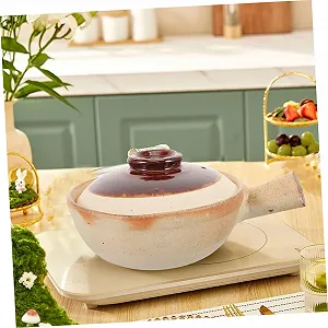 Керамическая кастрюля SOLUSTRE с крышкой для супа и тушения легкая в очистке synthetic.ua - Фото 1