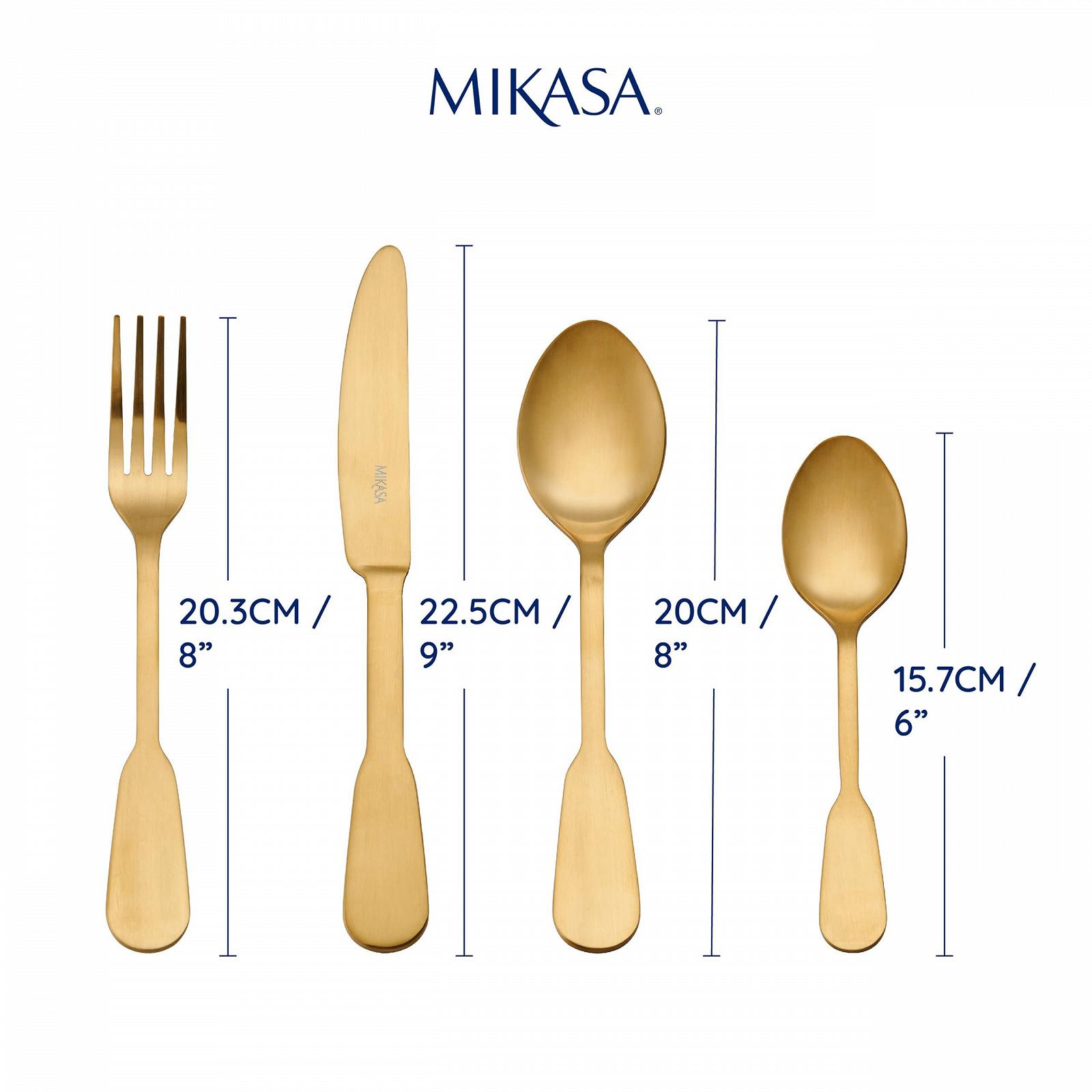 Набор столовых приборов Mikasa Soho Gold из нержавеющей стали, 16 предметов, золотой, фото №2