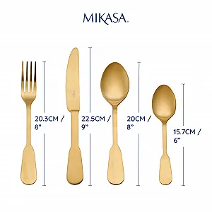 Набір столових приборів Mikasa Soho Gold з нержавіючої сталі, 16 предметів, золотий synthetic.ua - Фото 1
