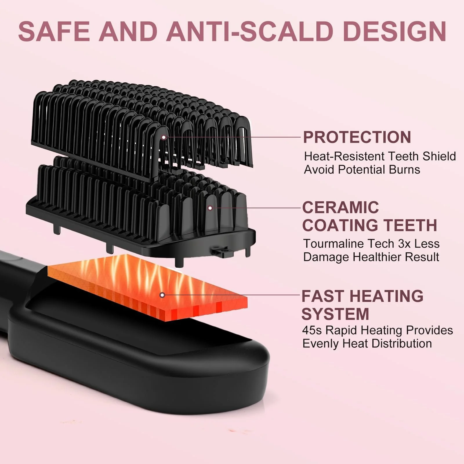 Щітка-випрямляч керамічна з LED-дисплеєм 100 °C - 230 °C, фото №3